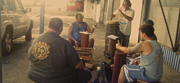 Heiva of the schools of dance : beginning of reheasals with the drummers